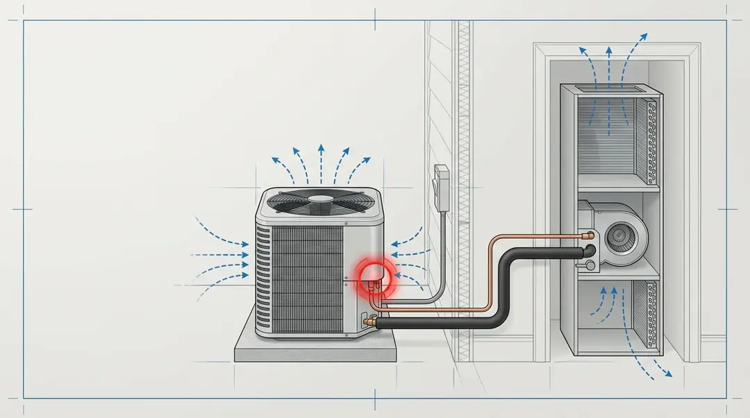 Technician checking HVAC equipment during a diagnostic visit