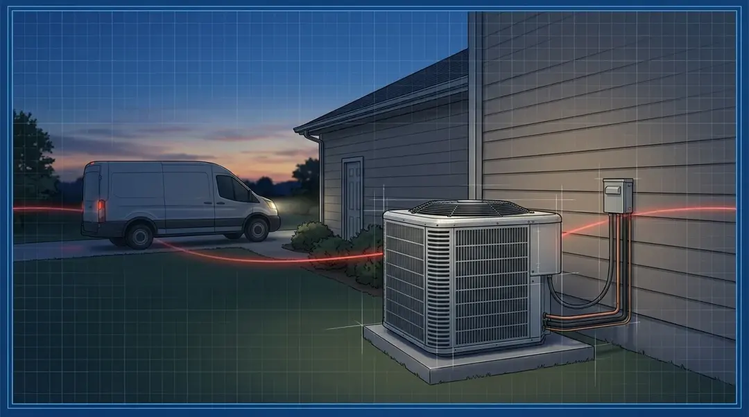A-CLASS Heating and Air urgent HVAC service truck graphic for Sacramento